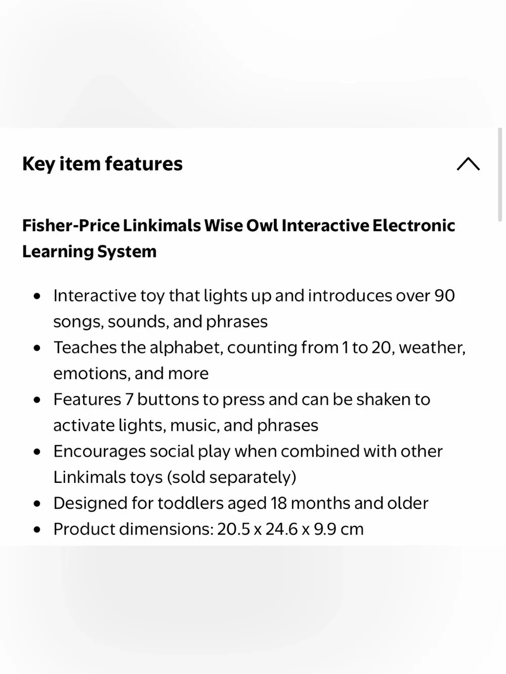 Fisher-Price Toddler Learning Toy Linkimals Light-Up & Learn Owl for Ages 18+ Mo